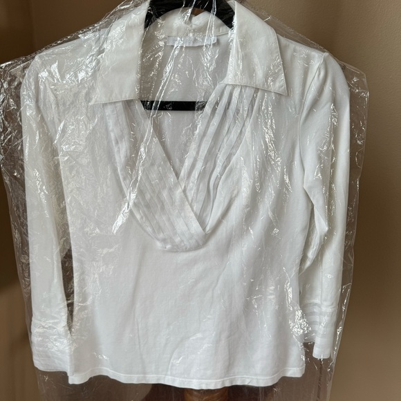 Anna Fontaine Paris White blouse sz 40 (M) - Picture 13 of 14